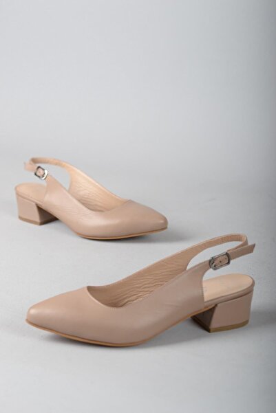 SEÇ KUNDURA SEÇ 789 PANTOF DE DAMĂ CU TACĂ DE PIELE AUTENTICĂ (4,5 cm) VİZON