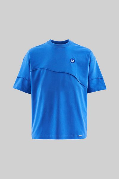 Machinist Men's Technical Embroidered Oversize Soft Blue T-Shirt