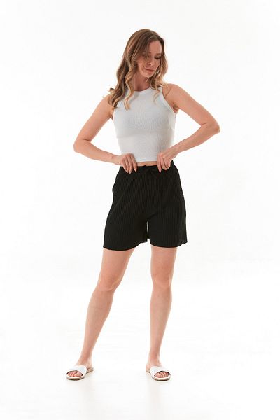 Fulla Moda Χτενισμένο βαμβακερό σορτς με κορδόνι