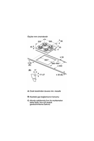 Siemens EO6C6PP30L Gazlı Ankastre Ocak