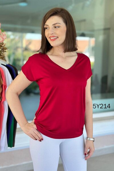 İnce Topuk Front Back V Bamboo Tshirt 5Y214