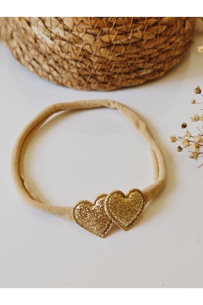COLORFULLCLİPS Gold Double Heart Bandana