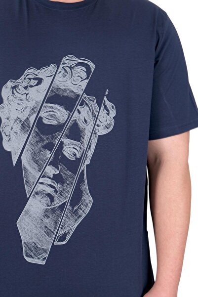 ModeXL Ανδρικό μπλουζάκι με λαιμόκοψη σε λειτουργία XL μεγάλου μεγέθους U25004 Indgo