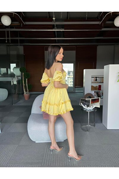 TamSeninTarzin Scarlett Kol Lastik Düğme Detay Saten Elbise