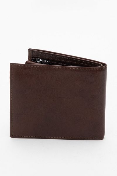 Grande Gd 1556 Real Leather Men's Wallet with Zipper Inside Brown