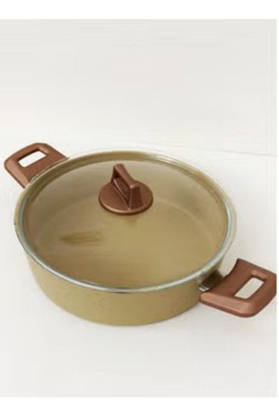 Generic قدر جرانيت 26 سم غطاء زجاجي غير لاصق تركي