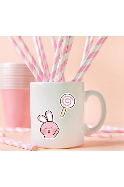 fulina 50 cartoon PVC stickers, various exquisite patterns, waterproof and durable, easy to use, pink