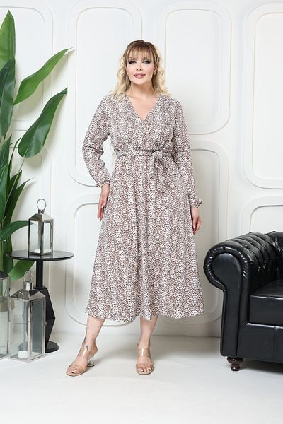 şuranur Bürümcük Dress with Waist Tightening Elastic Summer Patterned 2XL 5XL