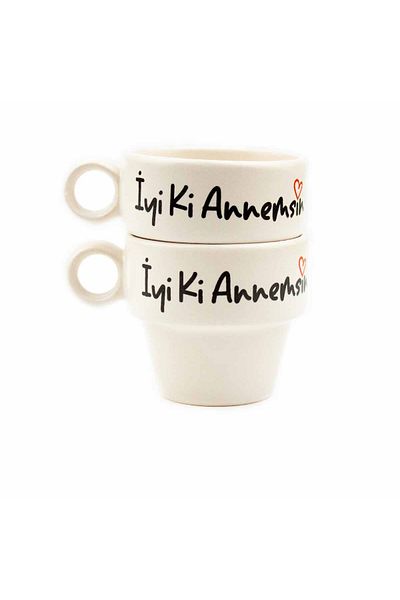PALTO TASARIM Good, You'Re My Mother! Set of 2 Espresso Cups - Mother's Day Gift Cup