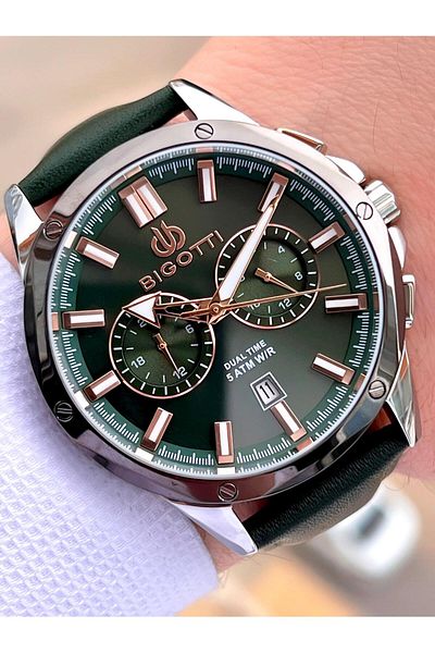 Bigotti Leather Cord Dial with Calendar 5 Atm Water Resistant 2 Years Guarantee Men Wrist Watch Tbg10521.4