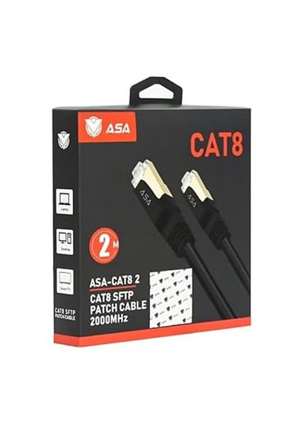 ASA كابل إيثرنت CAT8 إنترنت جيجابت عالي السرعة 40 جيجابت في الثانية 2000 ميجاهرتز PS4 PS5 PC (2 متر)