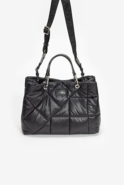 Emporio Armani Kadın Ayarlanabilir Omuz Askılı Marka Logolu Desenli Siyah Çanta Y3D165 YZY9E-80001