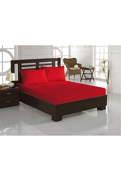 VİLERA HOME طقم ملاءات سرير مزدوج أحمر مقاس 160*200