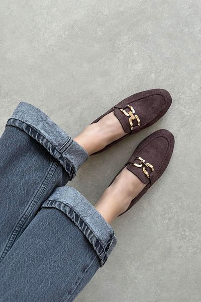 STRASWANS Luca Women's Buckle Detail Suede Ballerina Brown