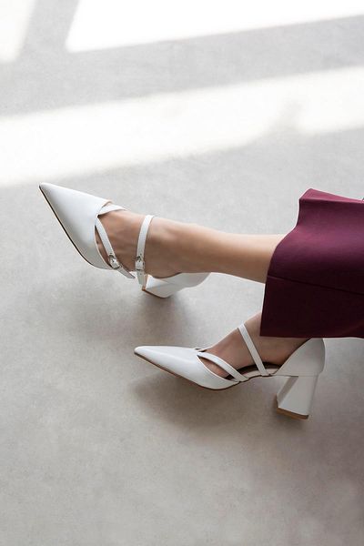 STRASWANS Stana Women's Wrinkled Leather Heeled Shoes White