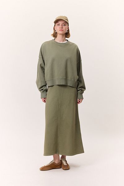 Manuka Wash Effect Bell Skirt Green