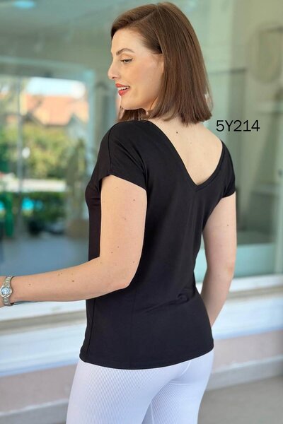 İnce Topuk Front Back V Bamboo Tshirt 5Y214