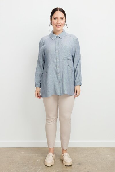 accort Büyük Beden Cep Detay Gömlek-MAVİ