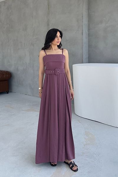 Seda Yalçın Atelier Plum Wide Pleated Belt Dress