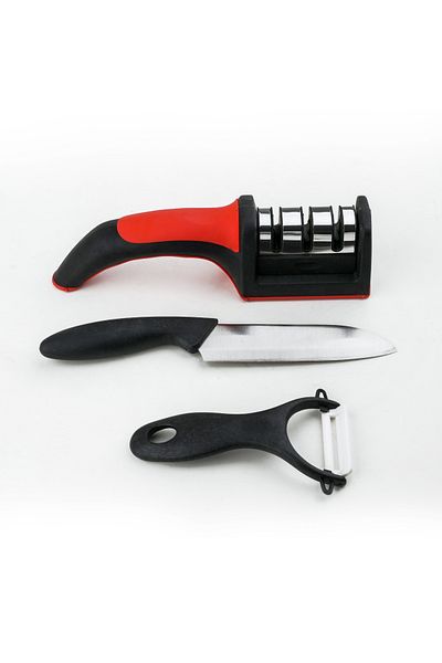 Ba&Sh Basra Knife Sharpener, Knife Sharpener with Knife and Manual Cutter