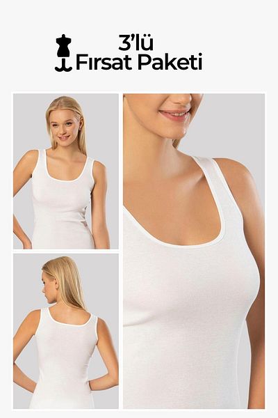 ERDEM İÇ GİYİM Erdem 3-pack White Ribbed Undershirt 2105
