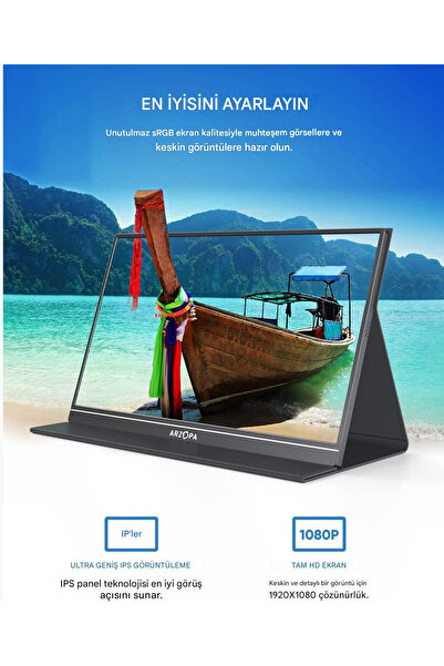 Arzopa S1 Table 15.6" Full HD 60Hz IPS Ultra İnce Taşınabilir Monitör