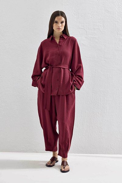 Hooopstore Basic Oversize Claret Red Trouser Suit