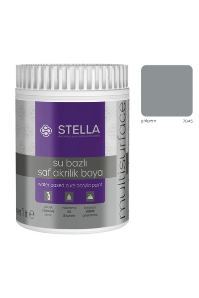 Stella Su Bazlı Saf Akrilik Boya 1 L Gölgem Ral-7045