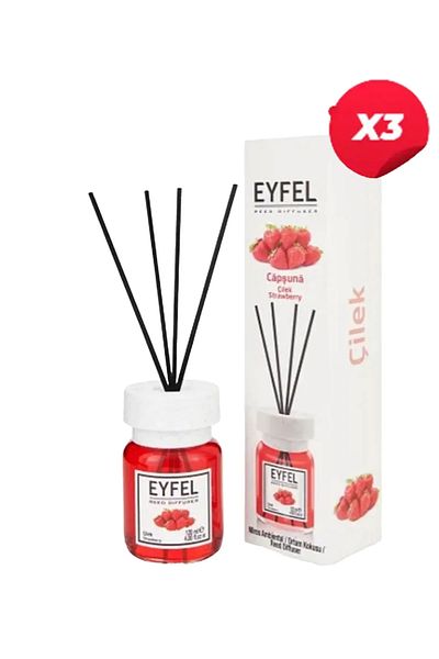 Eyfel Strawberry room air freshener with sticks, 120ml X3