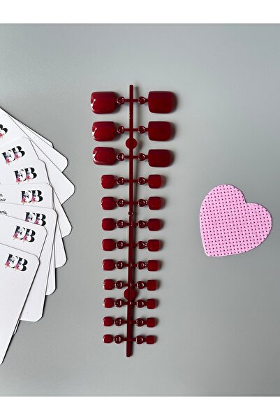 Easy Beauty Ayak Takma Tırnak Açık Bordo 24 Adet Ayak için Takma Tırnak