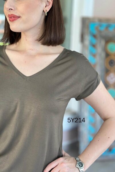 İnce Topuk Front Back V Bamboo Tshirt 5Y214