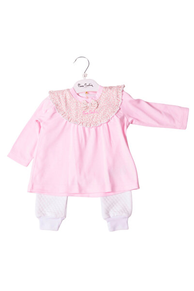 Pierre Cardin Deseni Papyonlu Alt Üst Çocuk Bebek Takımı Pembe Beyaz Renk İkili Takım 302926