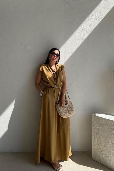 ELVAN TOLON Mustard Color Blouse Skirt Set