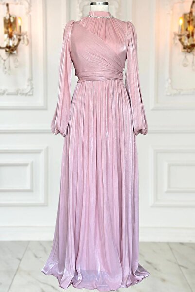 Amine Hüma Pelin Abiye Elbise Pudra