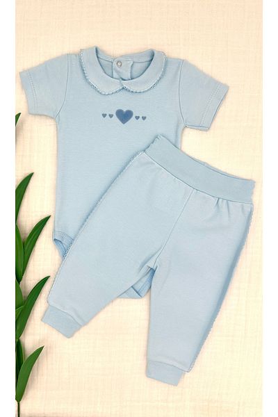 Renkli Puset 2-Piece Baby Collar Cotton Body Pajamas Baby Bottom Top Set Heart