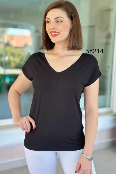 İnce Topuk Front Back V Bamboo Tshirt 5Y214