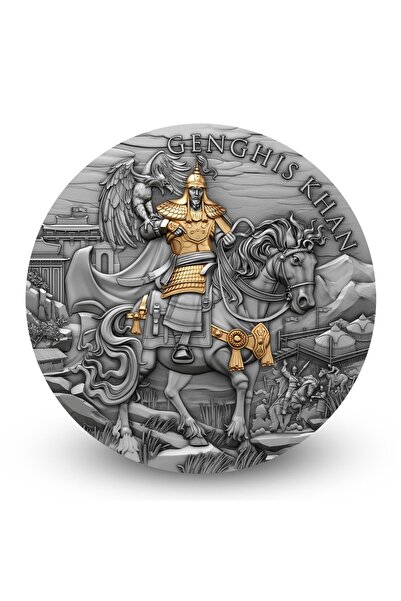 aga kulche Cengiz Han Altın Kaplama Gümüş Madalyon