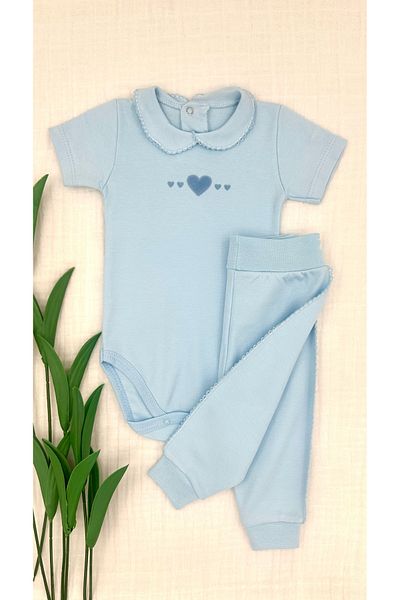 Renkli Puset 2-Piece Baby Collar Cotton Body Pajamas Baby Bottom Top Set Heart