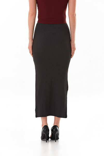 Fulla Moda Elastic Waist Slit Wrapped Fabric Skirt