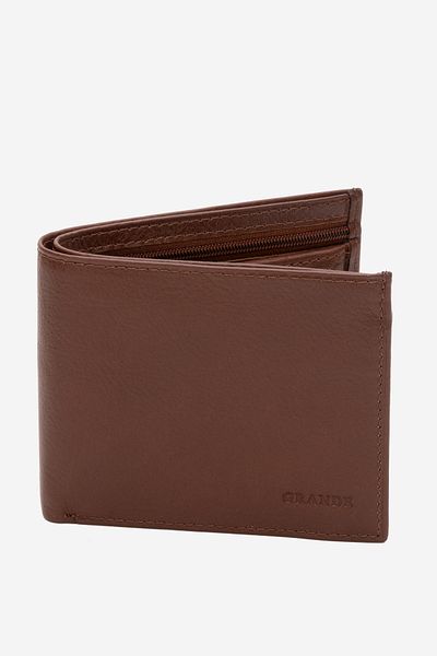 Grande Gd 1556 genuine leather men's wallet with zipper taba