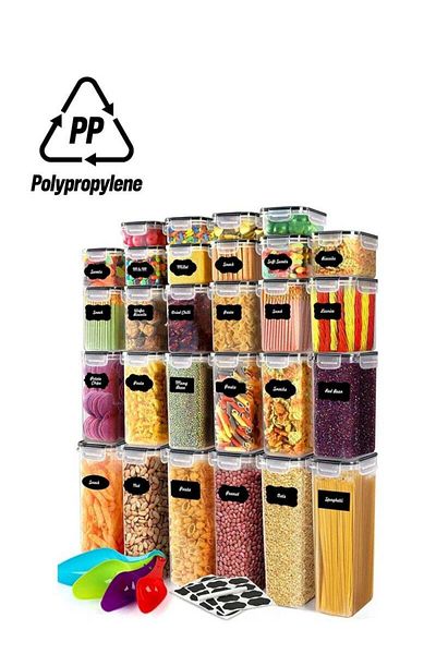 COOYA 28 Pack Kitchen Storage Jar Set,Stackable,Airtight and Fresh,BPA-free,Suitable for Storing Grains