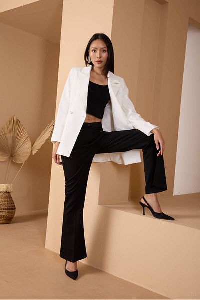 Bolivente Λευκό Oversize υφαντό μπουφάν Blazer