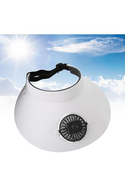Generic Rechargeable Fan Sun Visor Hat – White/Black | 3-Speed Cooling Cap with Wide Brim for Outdoor Use