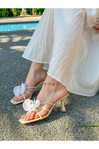 ERVANIN BUTİĞİ Nude Skin (Bella) Orchid Heeled Slippers