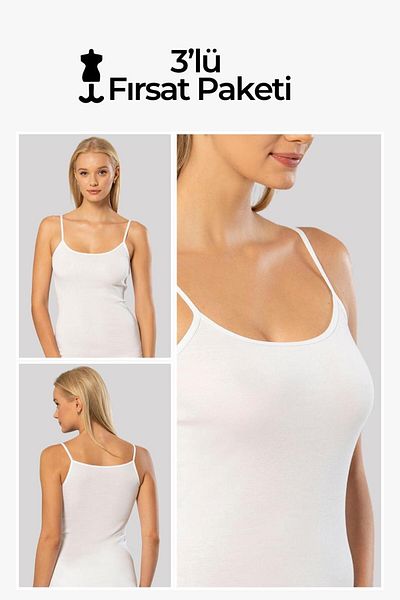 ERDEM İÇ GİYİM Erdem 3-Piece White Cotton Ribbed Undershirt 2153