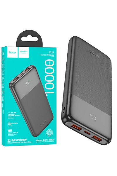 REDz Accessories Hoco J121 External Battery, 10,000mah Battery, 2 X Usb 1 X Type-c, Led Display, Black