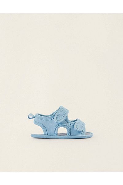 Ziddy Sandals with Straps for Newborn Boys, Light Blue