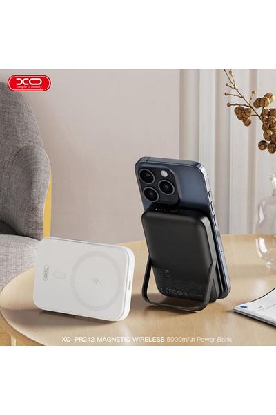 REDz Accessories MagSafe XO-PR242 Battery, 5,000mAh, Stand Holder, Fast Charging with Type-C Port, White