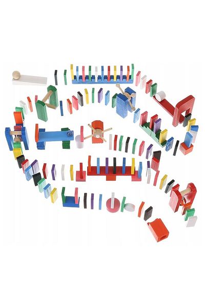 KRUZZEL Wooden Domino Set for Children, 360 Pieces, 44 Additional Elements, Kruzzel, Multicolor