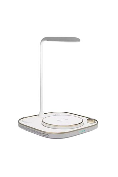 REDz Accessories 4 in 1 Wireless Charging Lamp, Apple compatible, Model X3 G-N25, Brightness adjustment, White/Gold
